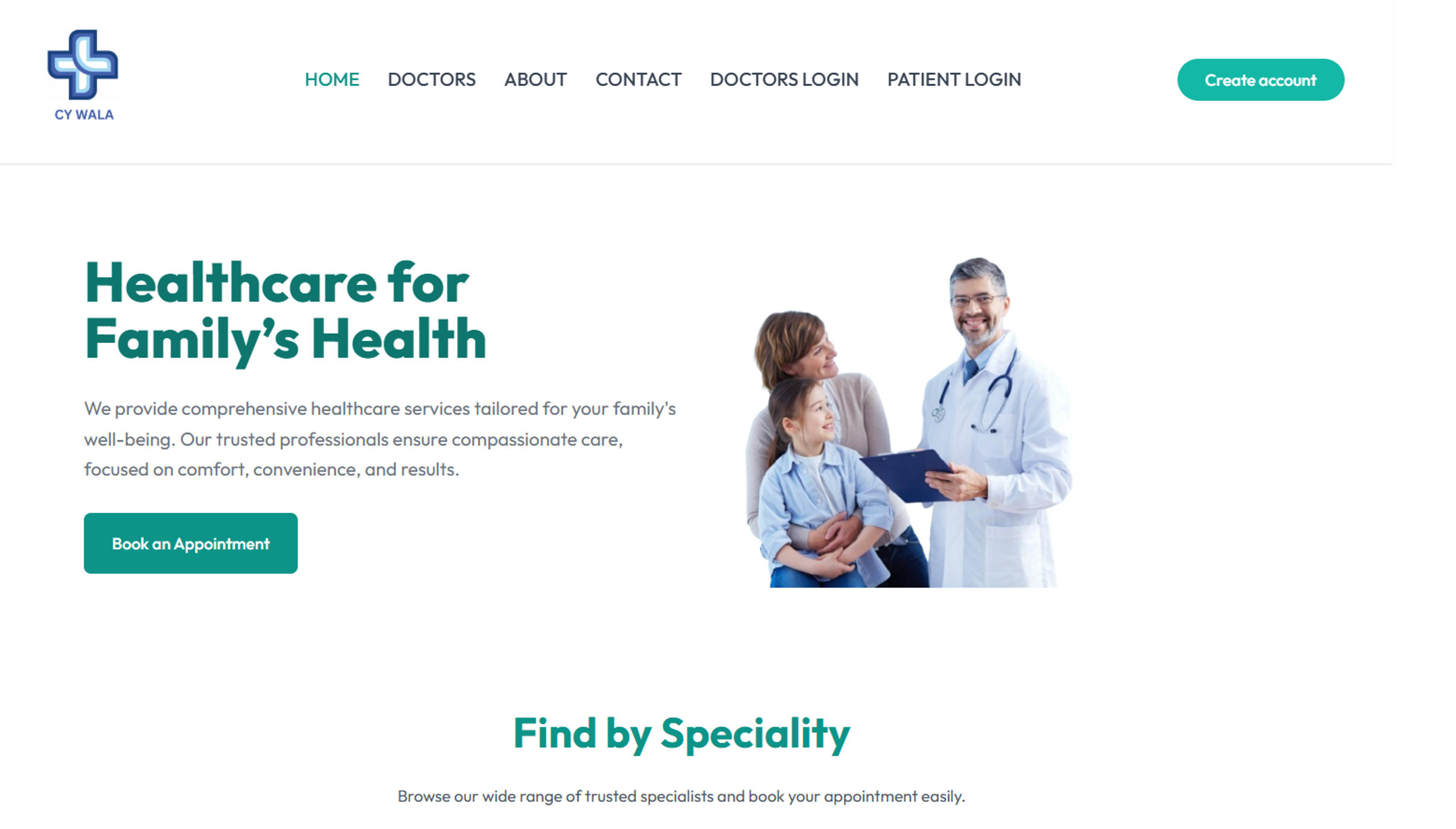 Healthcare Services Portal Screenshot